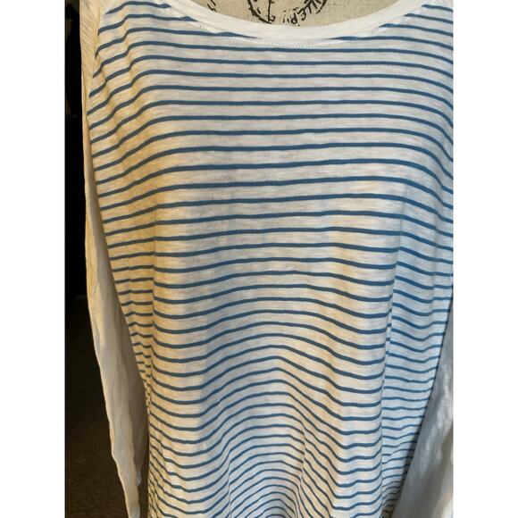 J. Crew Women's Plus Raglan Girlfriend Crewneck Long-Sleeve Blue White 3XL - Picture 4 of 6